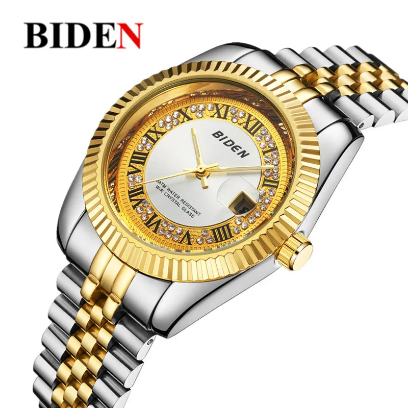 

Fashion Casual Mens Watches Luxury Business Quartz-Watch Men Dress Wristwatch, Gold. purple. white. silver