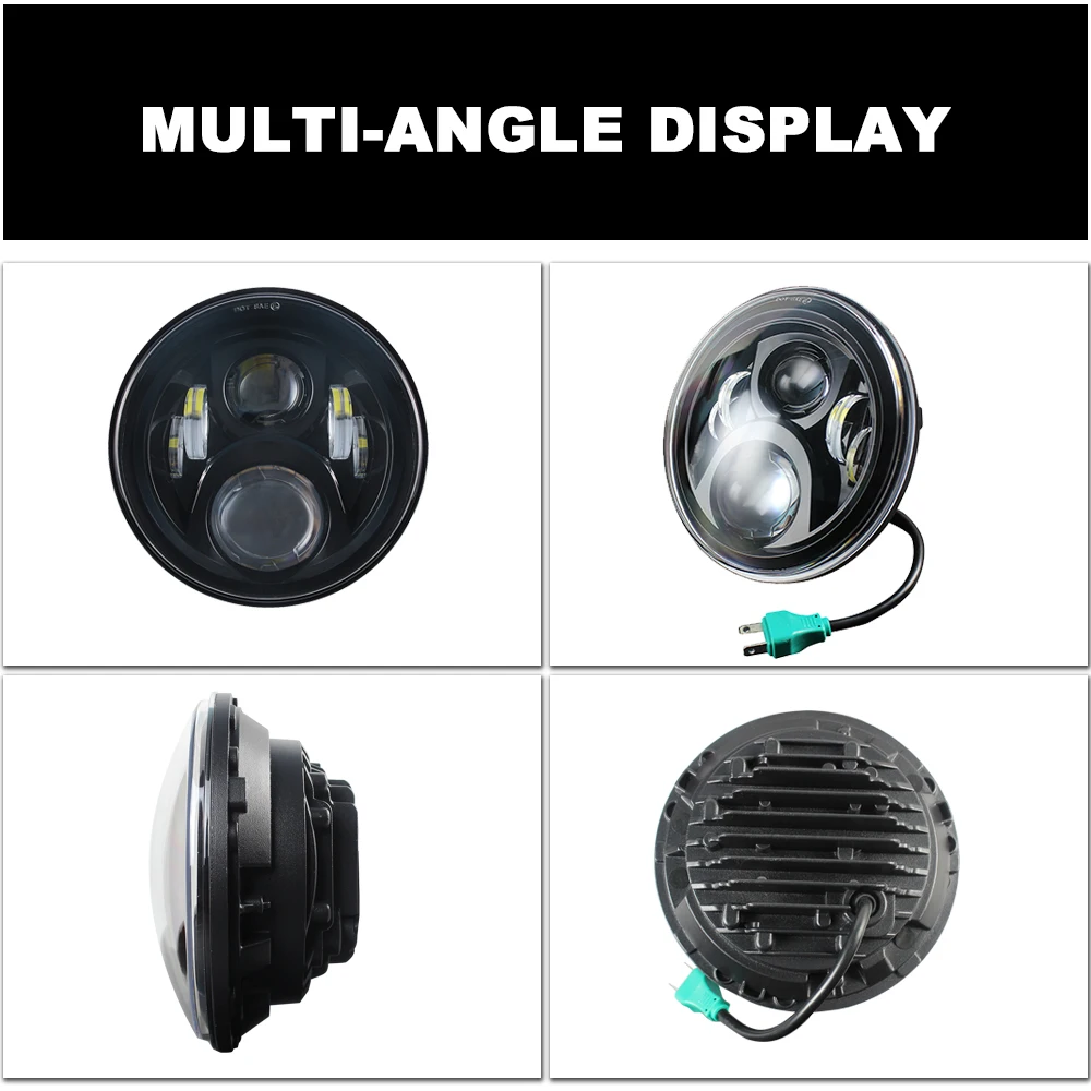 WUKMA Auto Car 12v H4 87w 7inch 7 Inch 7" Round Led Projector Headlight fit for Jeep Wrangler jk Motorcycle