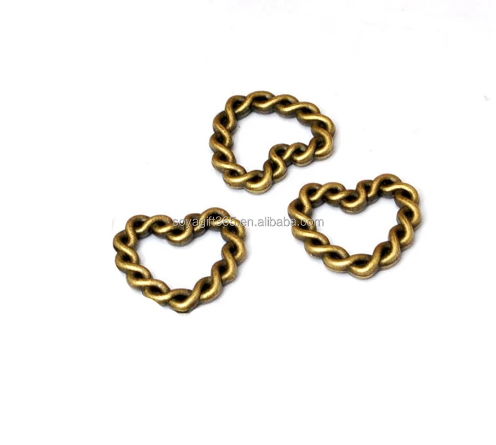 20pcs/lot Retro braid Heart Jewelry Making Charms Findings Supplies