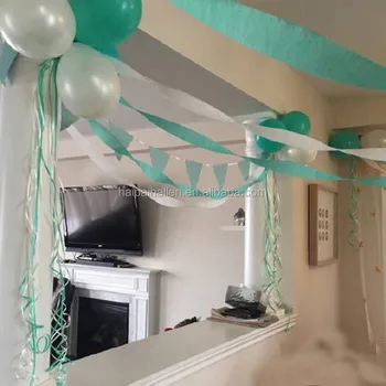 Mint And White Crepe Paper Streamer Birthday Party Supplies