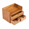 Desktop Organizer 3 tier Mini Desk Makeup Organizer with Drawers Bamboo Brown