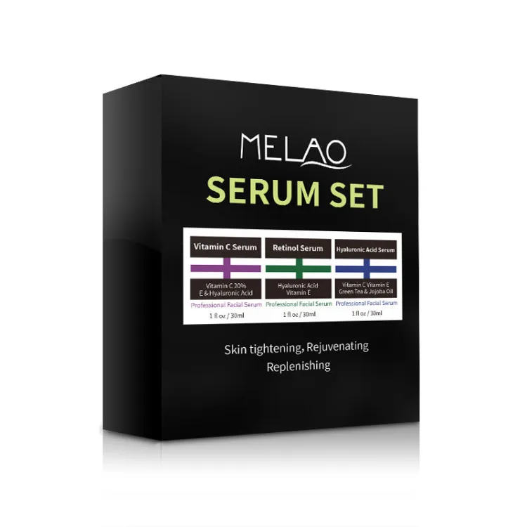 OEM ODM MELAO Face Care Serum Kit Vitamin C Hyaluronic Acid 2.5% Retinol Serum Face Serum Set