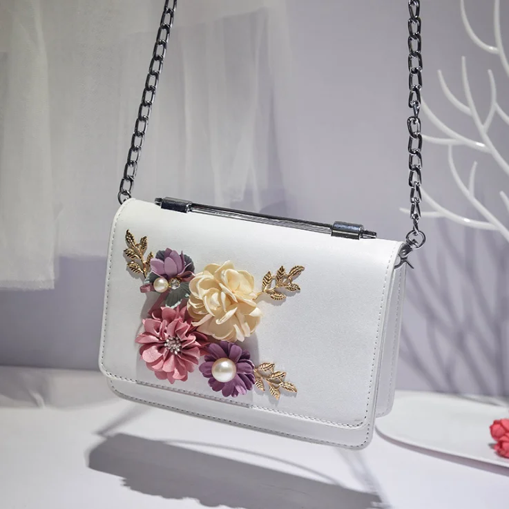 

Fashion Leisure PU Leather MINI Bag Shoulder bag For Women Flowers Pearl Crossbody Bag, 3 colors