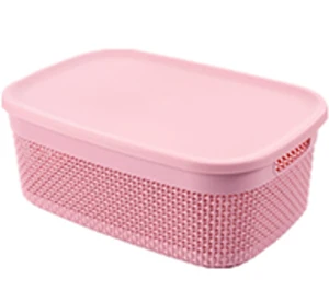 Image of Square keyway plastic storage box home storage basket with lid