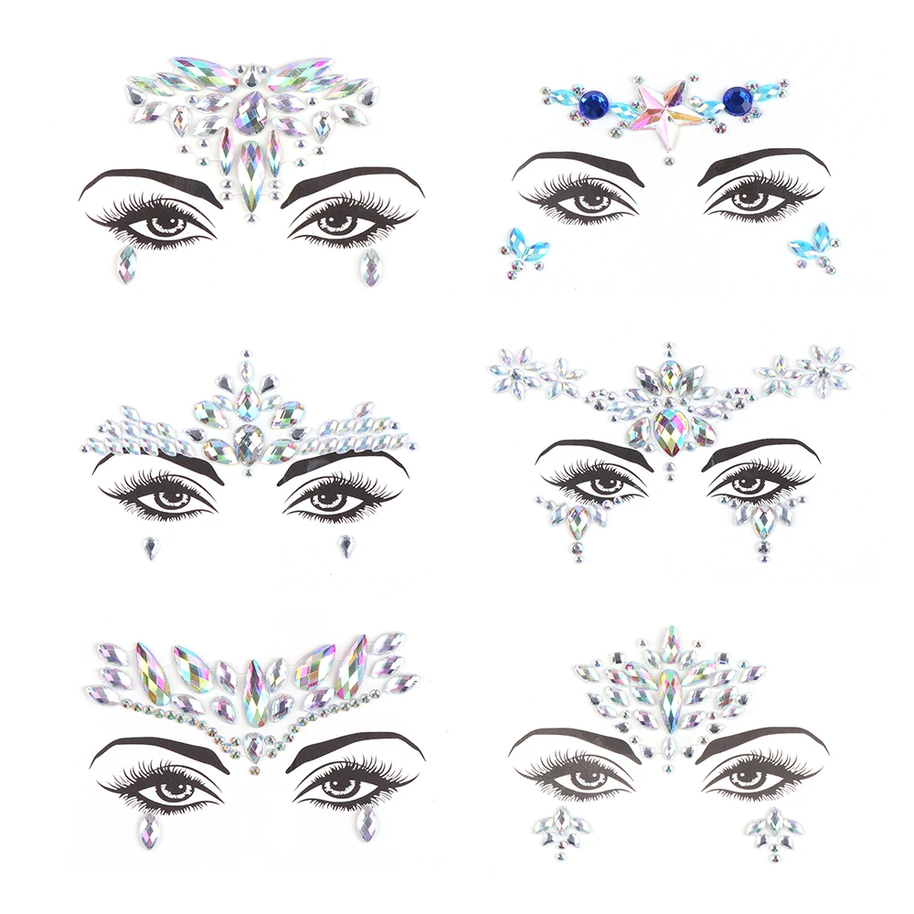 

wholesales high quality Temporary Rhinestone Glitter Jewels Gems Festival Party Makeup Body Tattoo Face Stickers For Beauty Shop, In stock / customized