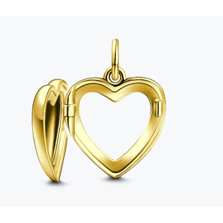 Diy Solid 925 Sterling Silver Open Heart Shaped Photo Frame Pendant