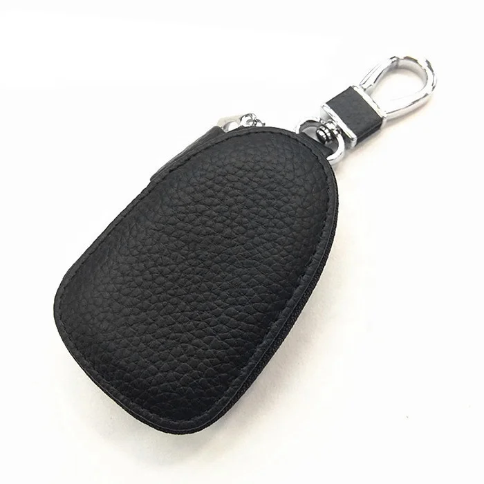 Factory Price Unisex Genuine Cowhide Leather Car Key Pouch Litchi ...