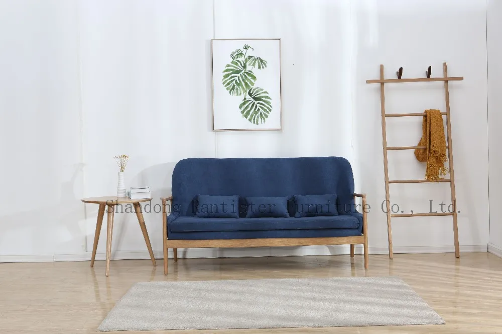 Solid Wood Korean Sofa Single Double Or Three Seater Sofa Soft Cloth