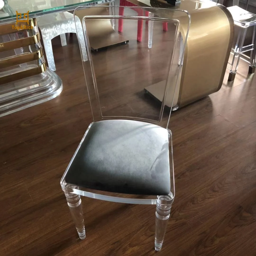 Professional Design Customizedd Crystal Dining Chair Acrylic With PU Leather