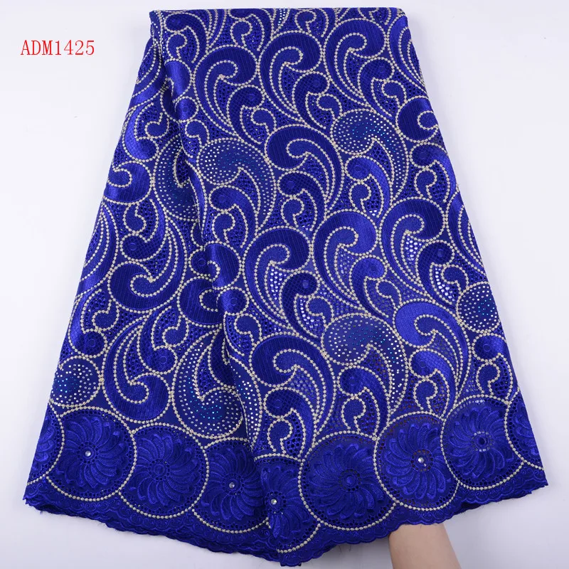

Royal Blue African Dry Lace Fabric High Quality Cotton Swiss Voile Lace In Switzerland For Women/Men Cloth Nigeria Lace Fabric