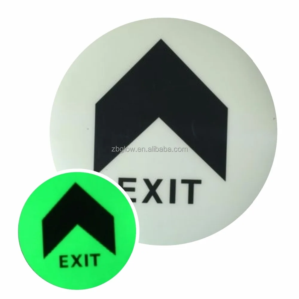 Keluar darurat Simbol Signage Aluminium Polycarbonate Simbol Signage Cahaya Dalam Gelap Perekat Anti-skid Vinyl Sumber China