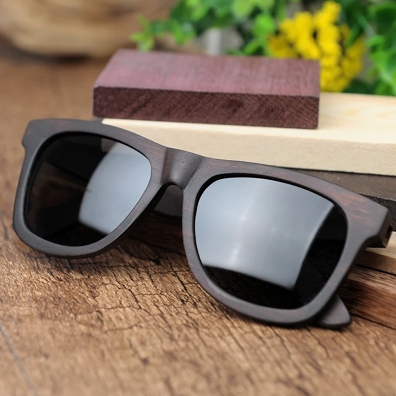 

BOBO BIRD ebony eye glasses beach wood frame sun glasses grey lens polarized glasses wooden case, Red;green;blue