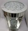 Mirrored Sparkly Diamond Crush Crystal Modern Glass Round Side End Lamp Coffee Table