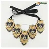 glitter detachable rhinestone beaded collar gold owls design neck trim