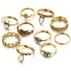 Fashion Gold&Silver Plated Small Elephant Gem Ring Set Wholesale NS801081