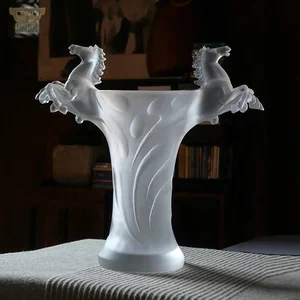 Image of Luxury Home Decorative Frosted Art Glass Horse Vase Wedding Party Centrepiece