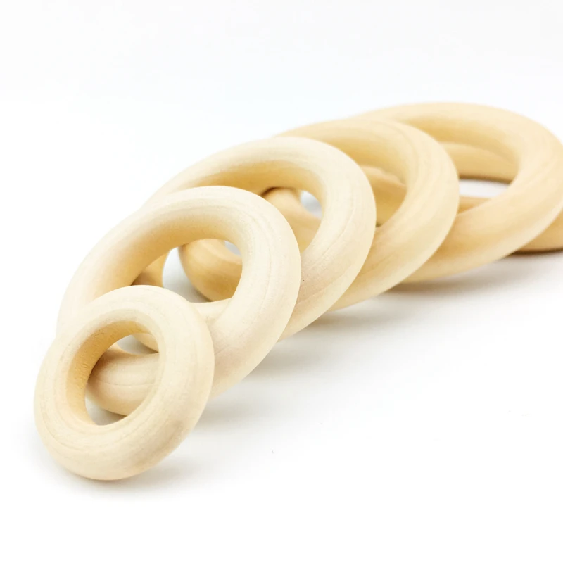 
Custom Private Label 50mm Organic Maple Wooden Ring Hanging Accessories Toys Bayby Teething Play Gym Stroller 