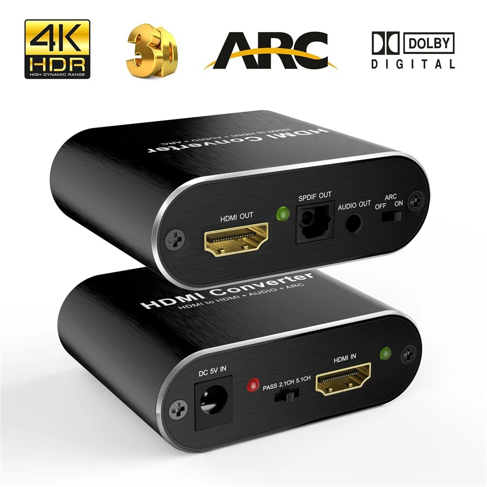 HDMI Audio Konverter 4K HDMI zu HDMI+Optisches SPDIF mit 3,5-mm Audio-Extractor