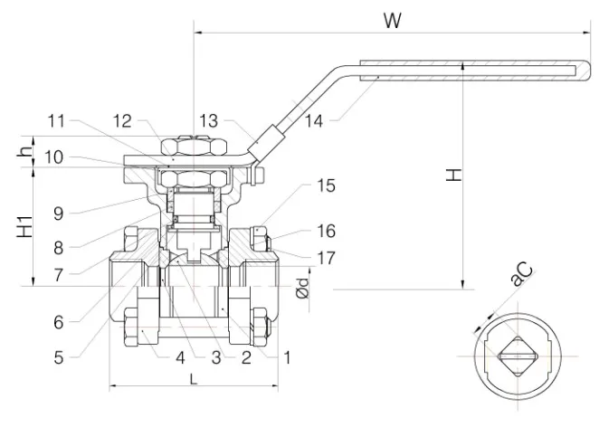 INVCO Three piece CF8M CF8 small water switch stainless steel ball valve with mounting pad