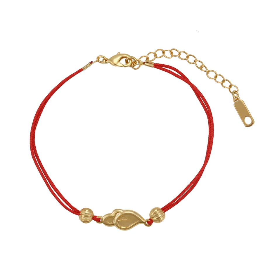 

74829 xuping quality Guaranteed fashion design super popular red rope chain bracelet with 24k gold plated