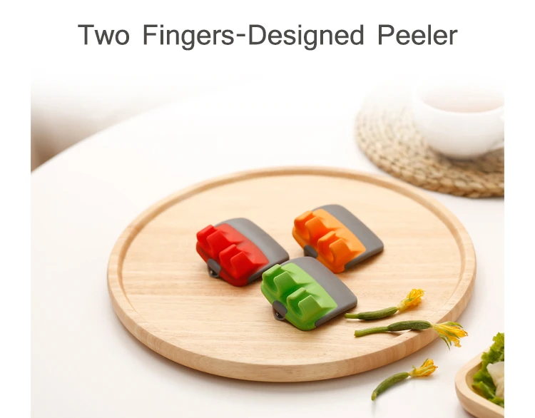 2 Fingers-Designed Non-slip Soft Grip Vegetable and Fruit Skin Tool Stainless Steel Peeler
