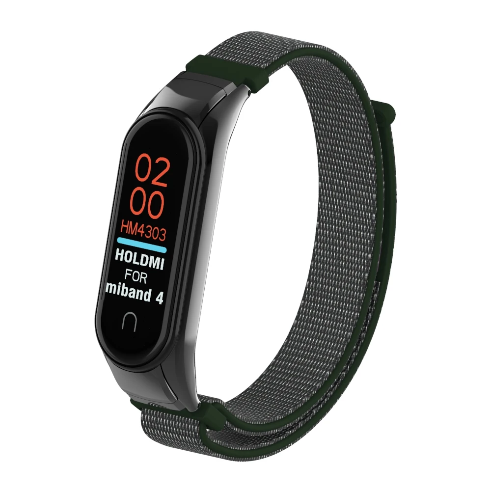 

ODM Holdmi new arrival 43031 series best quality olive green color nylon smart watch strap for xiaomi band 4 3
