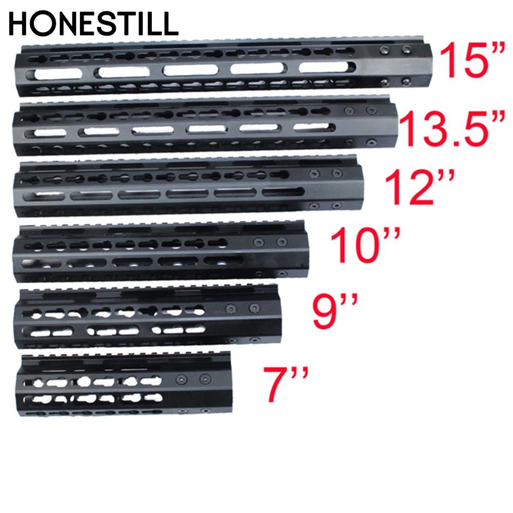 

Black 7'' 9'' 10'' 12'' 13.5'' 15'' Length KeyMod AR15 Handguard with Free Float Rail Mounting System