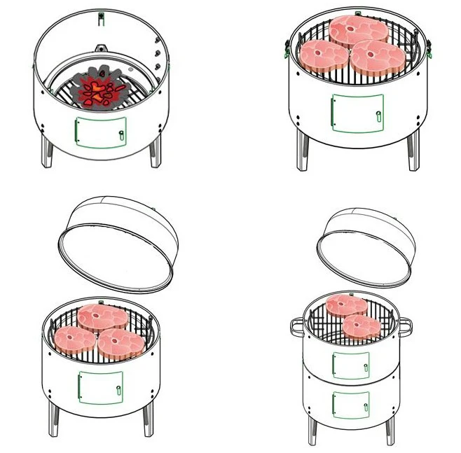 Portable 3 In 1 Vertical Barrel Bbq Grill With Thermometer Beer Keg Barbecue Grill Smoker Buy