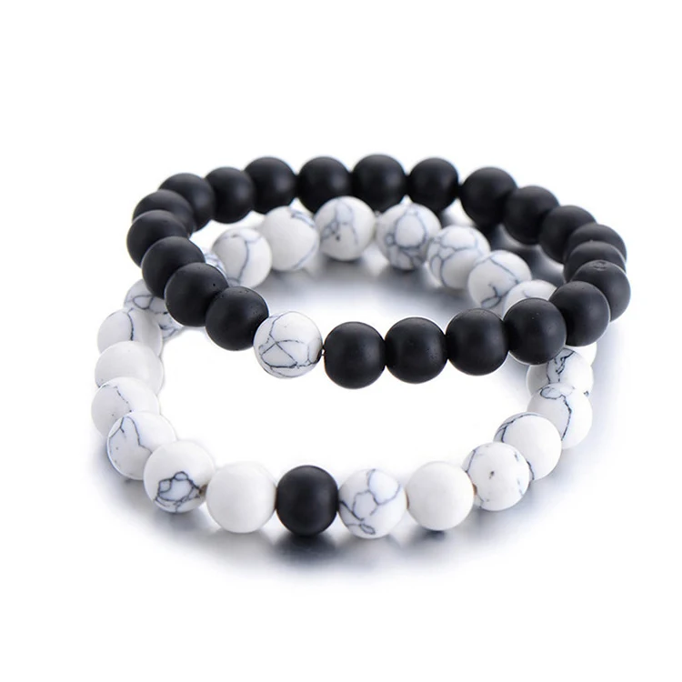 

Jewelry Men'S Natural Fashion Howlite Stone Beads Stretch Lion Head Bracelet