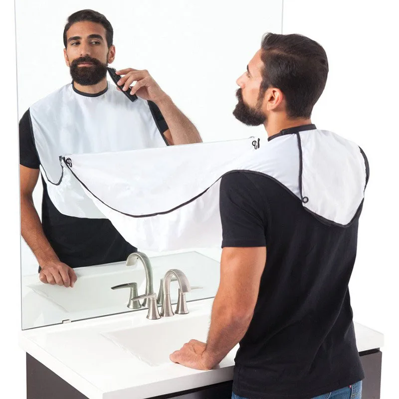 

Free Shipping Beard Care Shave Apron Bib Trimmer Clean Facial Hair Cape Sink Bathroom Shelves Waterproof Floral Cloth