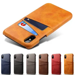 PU leather credit card slot cover case for iPhone XS XR , for iPhone X case