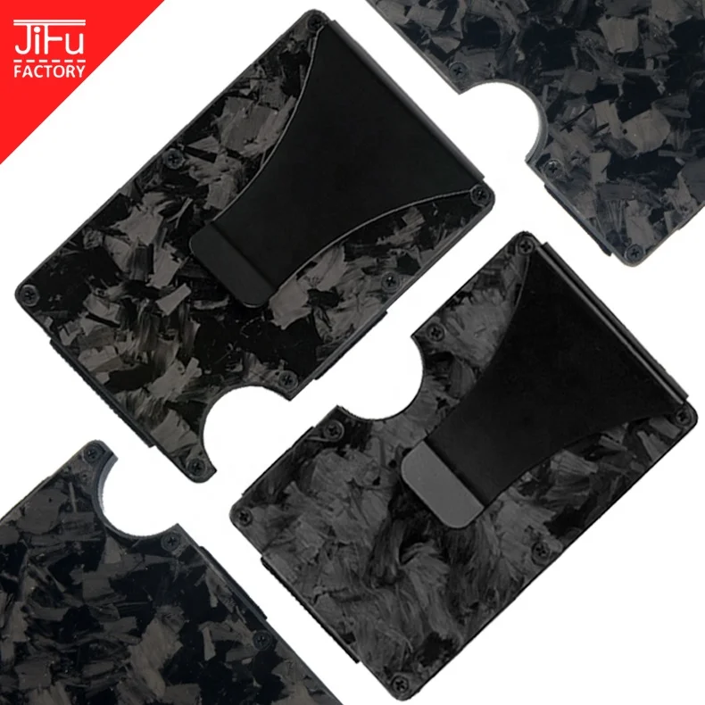 

New Business bag Online shipping black magnetic forged carbon money clip for wallet men smart wallet carbon fiber wallet, Black/grey