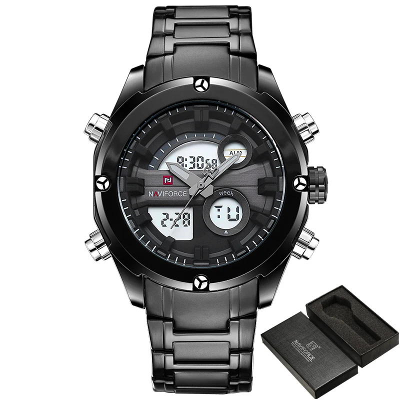 

NAVIFORCE 9088 NEW Top Luxury Brand Men Waterproof Sports Watches Men's Quartz Analog LCD Wrist Watch Man Clock relogio masculin, 7 color choose