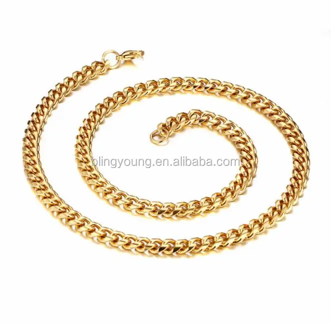

New stainless steel curb gold chain necklace, Silver