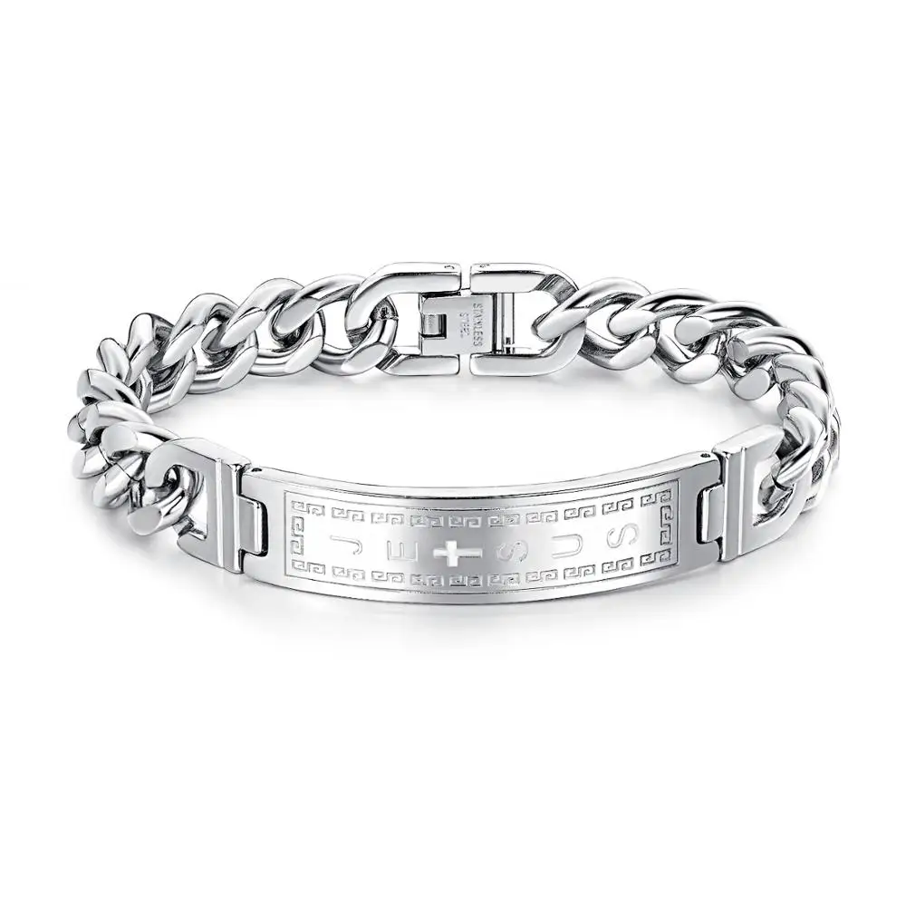 

Titanium Steel Men's Bracelet Personality Great Wall Pattern Jesus Cross Men's Stainless Steel Bracelet