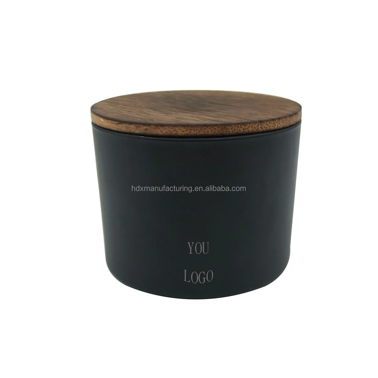 12oz 13oz Matte Black Glass Candle Jars With Wooden Bamboo Cork