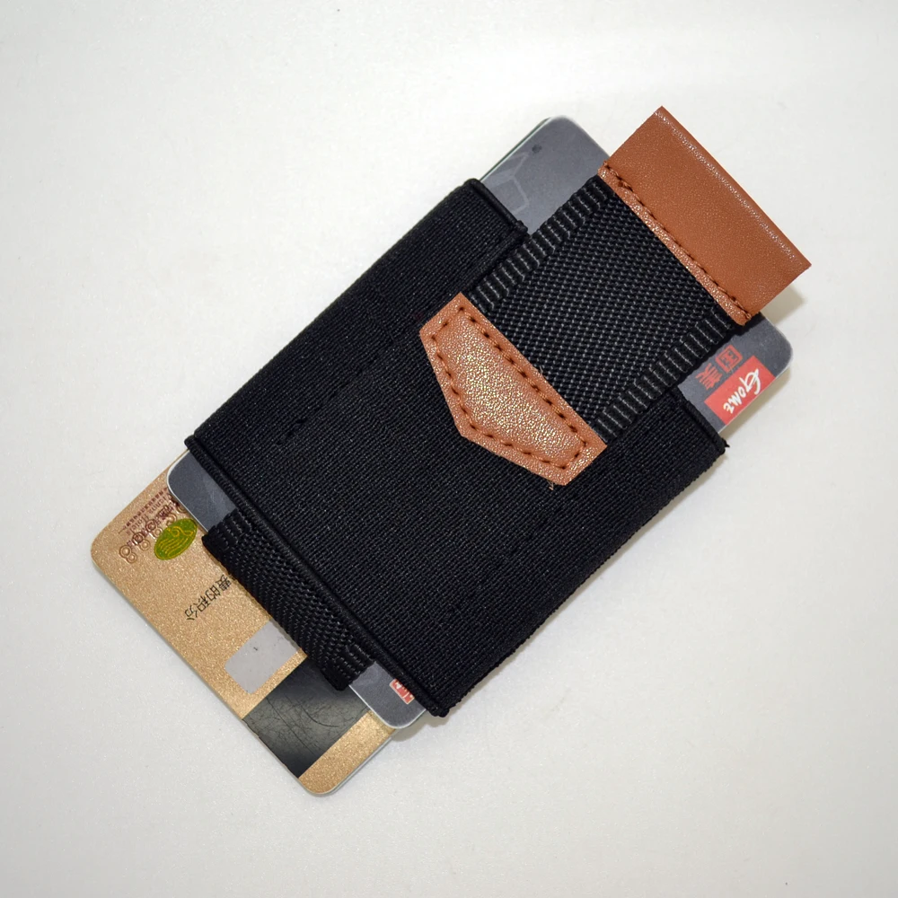 Slim Front Pocket Elastic Band Card Holder Wallet With Pull Tab And