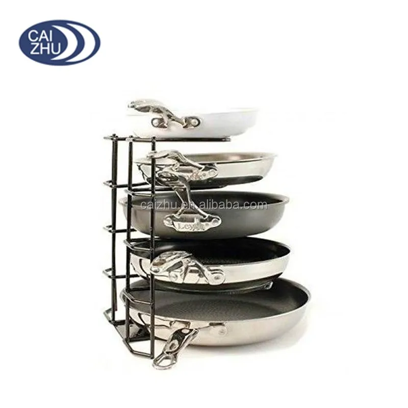 Metal Black Steel Wire Pan Pot Holder Organizer Storage Rack Buy Pan Pemegang Pan Rak Pot Organizer Product On Alibaba Com