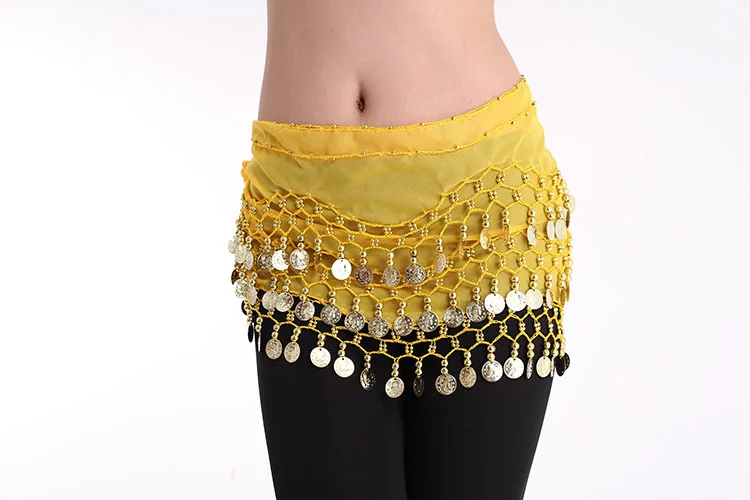
Hip Skirt Scarf Wrap Costume Belly Dance Belt with Rows Gold Coins 