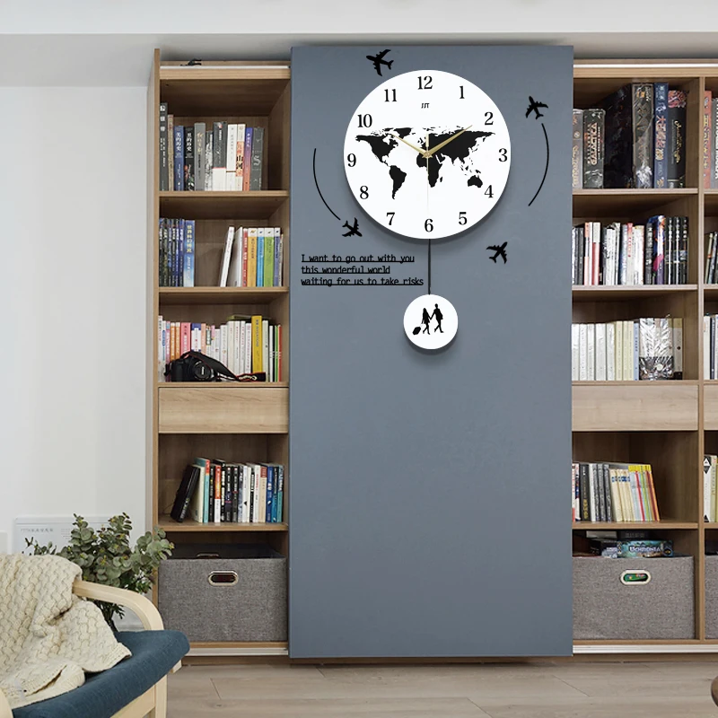 

odm/odmmodern wall clockUnique Wooden World Map Pendulum Promotion Wall Clock Cheap Creative Giftsreloj de pared, White