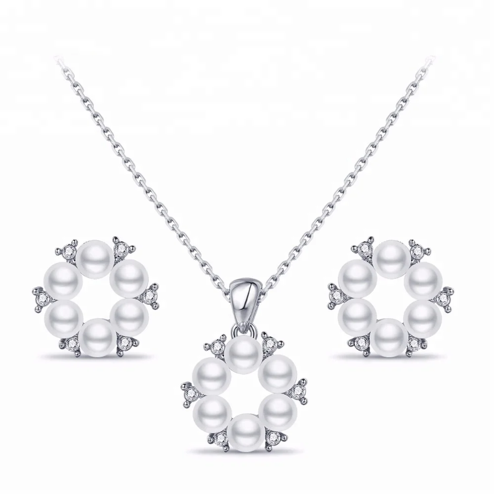 

Vanfi classic style high-end platinum plated simulation pearl jewelry set