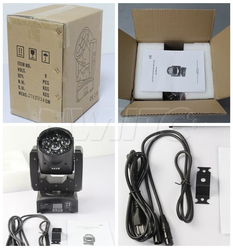 Dj party dmx 7x12w mini rgbw 4in1 zoom wash led moving head light