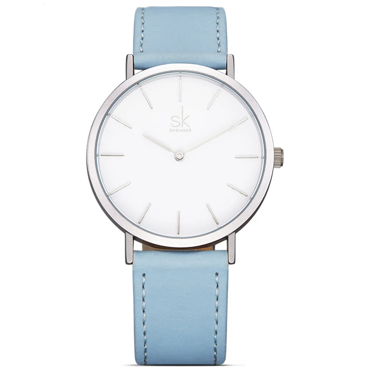 

SK K0036 Shengke Brand New Fashion Watches Top Famous Sky Blue Quartz Watch Women Watches Reloj Mujer Hot Clock Leather Watches