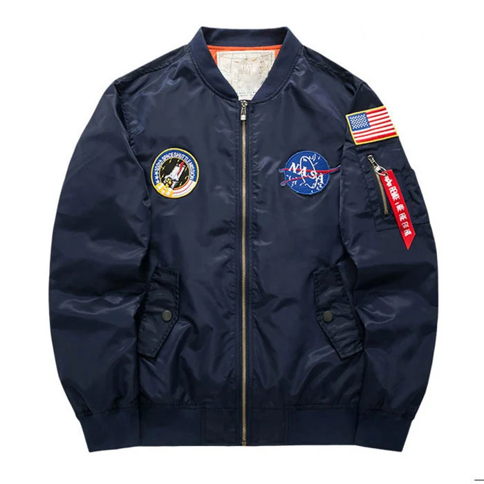 

Custom patch mens Bomber winter Coat Aviator jacket jackets street wear MA1 double pilot jacket baseball Nylon clothing