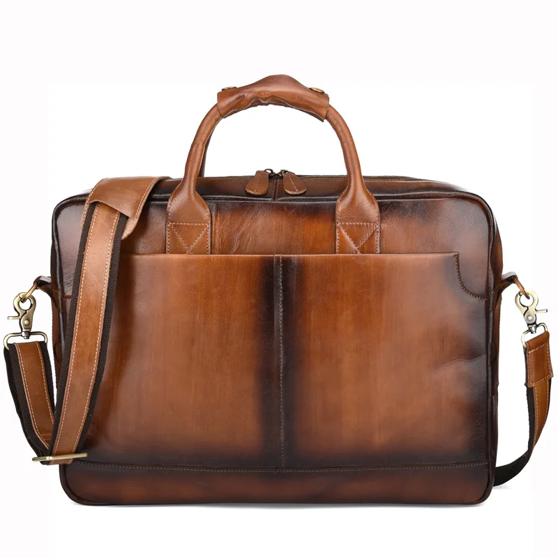 

OEM China Supplier Luxury Vintage Cowhide Brief Case Laptop Bags Executive Leather Men Briefcase