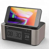 

outdoor portable voice box mobile phone with qi wireless charger, alarm clock and two 3W music speaker