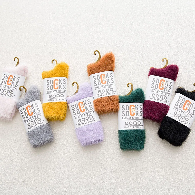 

Mink Cashmere Long Fiber Socks Multi Color Fuzzy Socks For Women