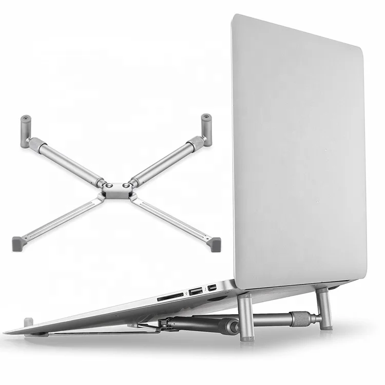 

2019 New Arrivals Aluminum Laptop Cooling X-Stand Holder Foldable Desk Notebook Holder for MacBook Pro/ Air, Silver