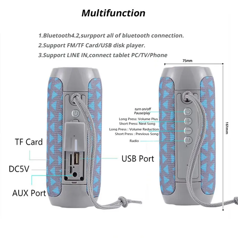 
Trade Assurance AUX TF USB Player sound Box wireless speaker Super Quality TG117 BT Waterproof Portable Outdoor Speaker 