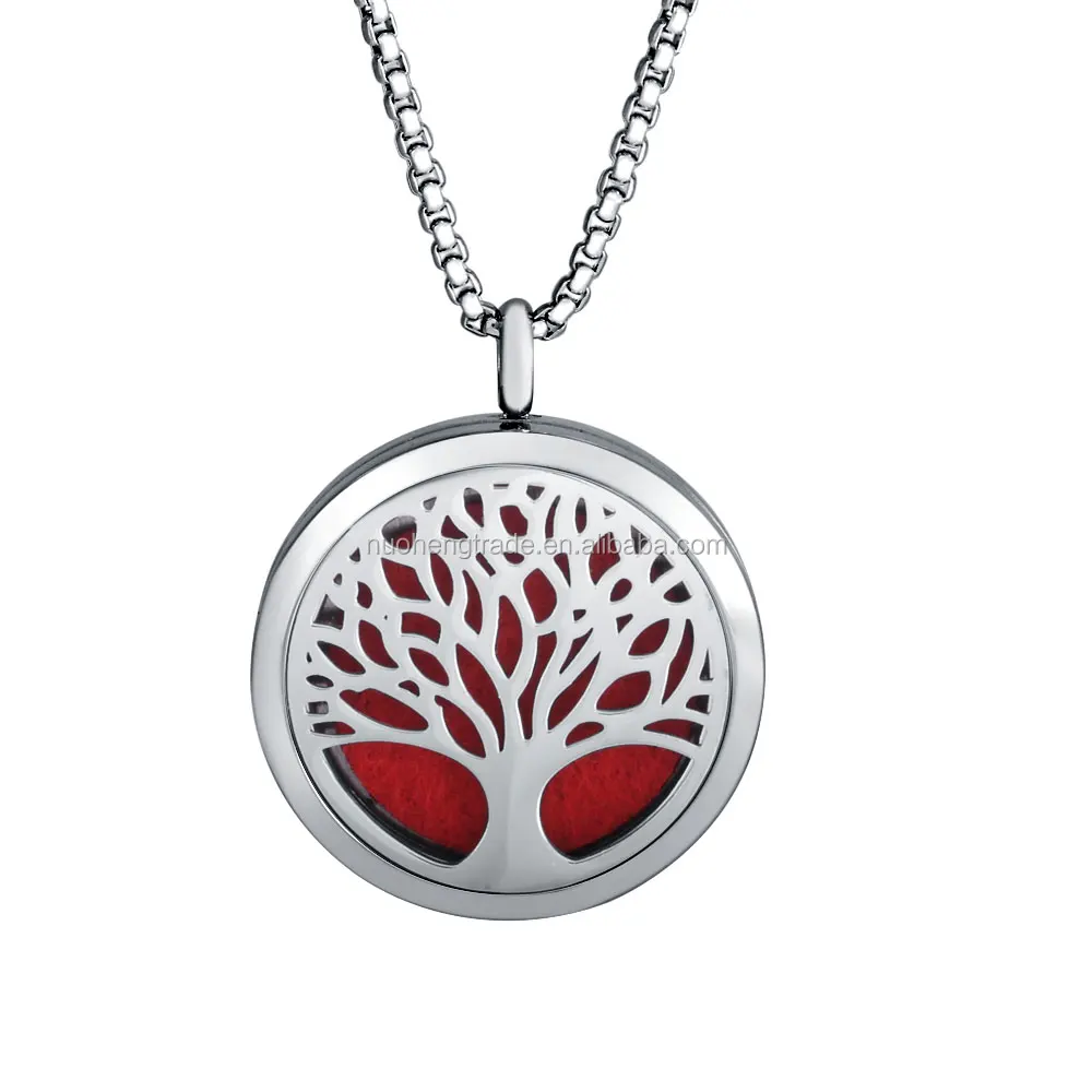 

Tree of Life Aroma Diffuser Pendant, Aromatherapy Locket Necklace Jewelry, Stainless Steel Essential Oil Diffuser Necklace